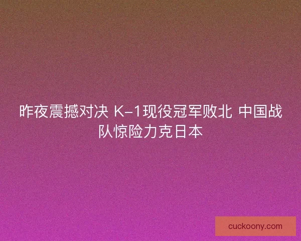 昨夜震撼对决 K-1现役冠军败北 中国战队惊险力克日本