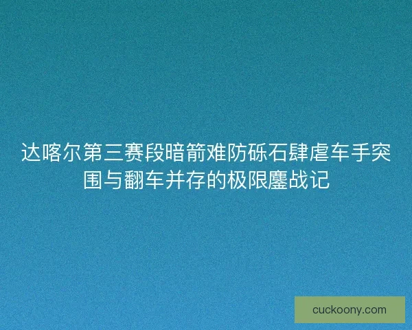 达喀尔第三赛段暗箭难防砾石肆虐车手突围与翻车并存的极限鏖战记